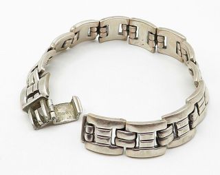 925 Sterling Silver - Vintage Heavy Linear Square Link Chain Bracelet - B3838 3