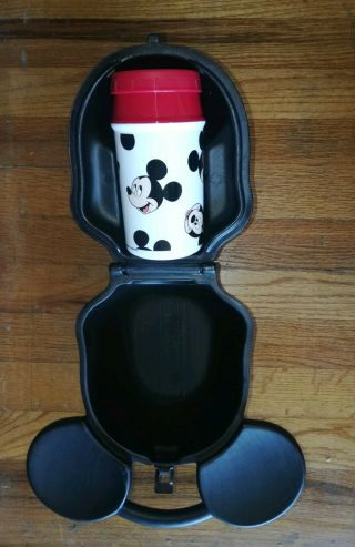 Vintage Walt Disney Aladdin Mickey Mouse Head Lunch Box With Thermos Container 2