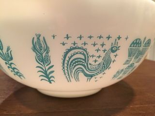 Vintage Full - Set of 4 Pyrex Glass AMISH BUTTERPRINT Turquoise White Mixing Bowls 8