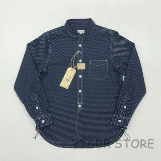 Bob Dong Wabash Dot Work Shirt Vintage Mens Fall Indigo Button - Down Casual Shirt