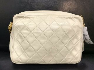 Chanel Vintage Ivory Quilted Leather Chain Crossbody Bag Authentic Certificate 2