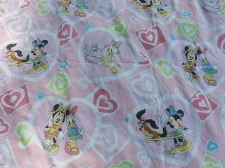 Vintage Disney Minnie Mouse Daisy Duck Heart Twin Pink Flat Sheet