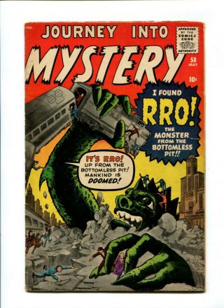 Journey Into Mystery 58 Vintage Atlas Marvel Comic Pre - Hero Horror Monster