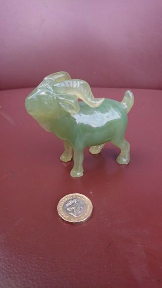 Handsome Antique Chinese Carved Jade Billy Goat Figurine