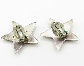 MEXICO 925 Silver - Vintage Solid Star Designed Clip - On Earrings - E3455 3