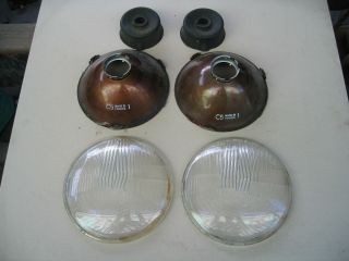 Cibie 7 " Round Vintage Lead Glass H - 4 Headlamps,  Circa 1970,  Glass