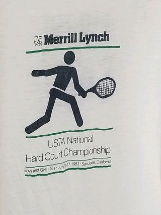 Vintage 1983 Usta Hardcout Championship Merrill lynch T - shirt 3