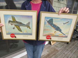 7 Vintage 1943 Coca Cola Wwii Aircraft Signs Hanging Signs W.  J.  Heaslip