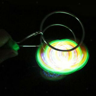 Flashing Light Up Gyro Wheel Top Magnetic Stainless Steel Rail Science Toys