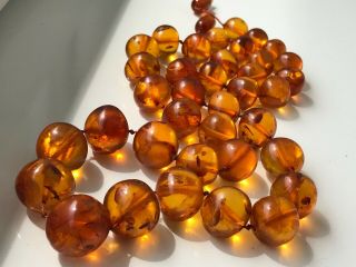 RARE Natural Vintage Amber Beads Antique Baltic Old Necklace 75 gr 7