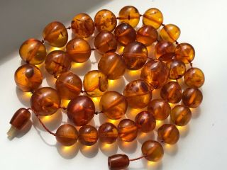 RARE Natural Vintage Amber Beads Antique Baltic Old Necklace 75 gr 8