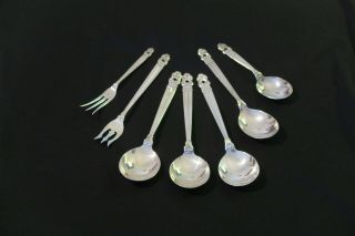 Royal Danish Sterling Sugar,  Baby,  & 3 Soup Spoons,  Lemon,  Olive Fork - No Mono