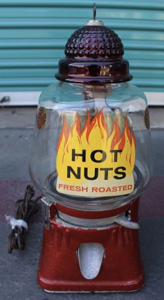 Vintage Antique Hot Nuts Peanut Machine W/ Light Heater Rare Candy Gumball Gum