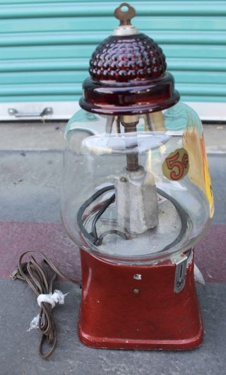 Vintage Antique Hot Nuts Peanut Machine w/ Light Heater Rare Candy Gumball Gum 7