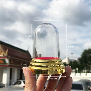 Clear Plastic Dome Cover Case Show Display Lid Statuette Decoration Amulet 8cm.