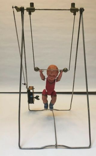Pre War Japan Wind - Up Skipper Swinging Trapeze Acrobat Celluloid Clockwork