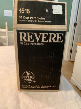Revere Ware 10 Cup Copper Bottom Stainless Percolator Vintage