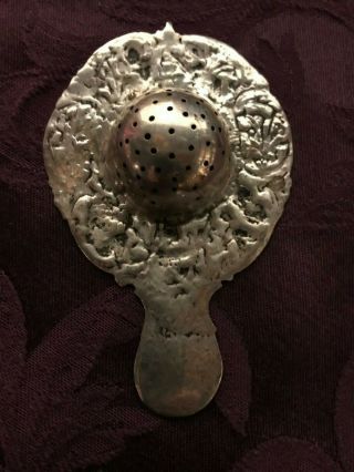 Antique Sterling Silver Tea Strainer 18th Century Baroque Germany 5