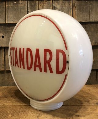 Vintage Standard Oil Milk Glass Wide Body Gas Station Pump Globe Sign