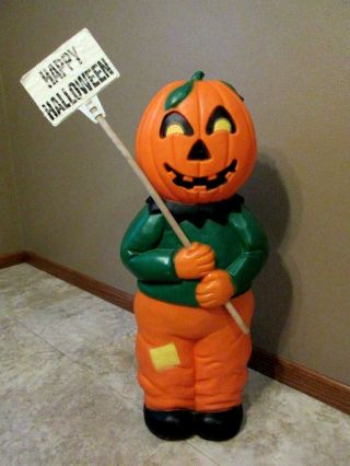 Vtg Union Don Featherstone Lighted Scarecrow Pumpkin Man Blow Mold - 31 " Tall