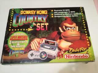 Vtg Rare Nintendo Donkey Kong Country Set Empty Box & Greek Sleeve 1992