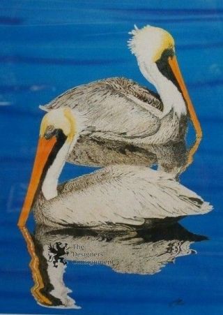 Pete N Repete By Lon Smith Colorful Florida Brown Pelicans Lithograph 1987 Vtg