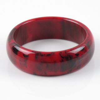 Vintage Bakelite Bracelet Bangle Rare Red And Black Marble