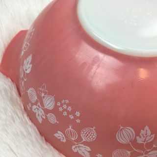 3 Vintage Pink White Pyrex Gooseberry Cinderella Nesting Bowls 444,  443,  442 7