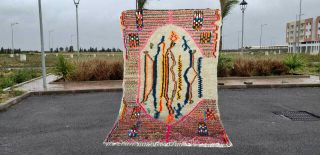 Shape Geometric Vintage Moroccan Boujad Rug Berber Handmade Natural Wool 5 
