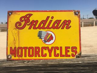 Vintage Indian Motorcycle Porcelain Advertsing Sign