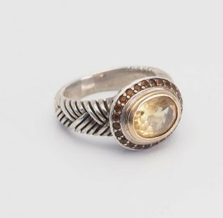 Vintage Sterling Silver 14k Gold Citrine Ring By Cji Andrea Candela Size 8