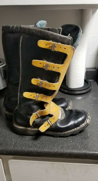 Malcolm Smith Motorcycle Leather Racing Boots Vintage Black 8 1/2
