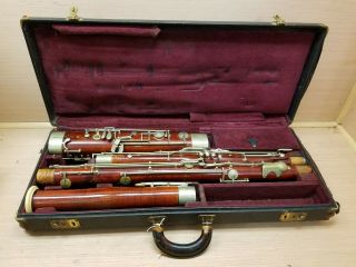 Vintage Cabart A Paris Wood Bassoon With Fox Bocal Conn Case