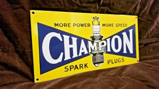Vintage Champion Spark Plug Service Porcelain Gas Engine Auto Starter Sign