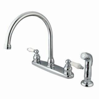 Kingston Brass Vintage Double Handle Goose Neck Kitchen Faucet With Sprayer