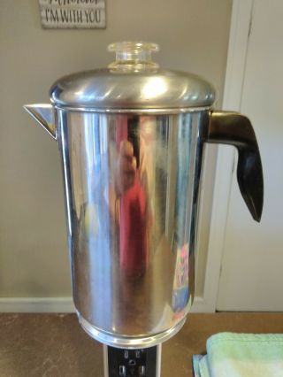 Vintage Farberware Stainless Steel Stove Top Percolator 12 Cup Coffee Maker Pot