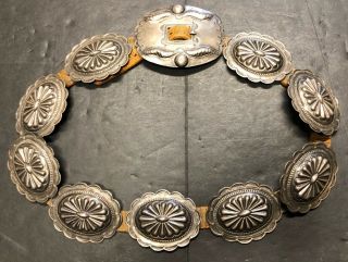 Vintage 1938 Silver Navajo Concho Belt Native American,  Second Phase,  Pawn