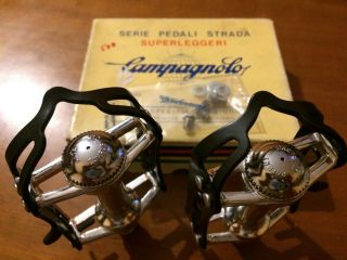 Campagnolo Pedal Set Record Superleggeri 9/16 " Vintage Race Bicycle Sl Nos