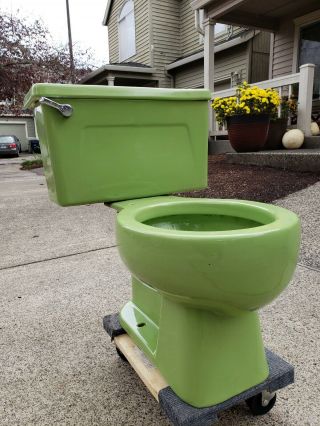 Rare Vintage 1976 Kohler Toilet Lime Fresh Green Mid Century Modern