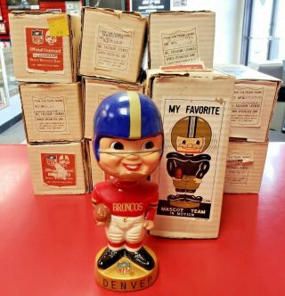 Vintage 1968 Denver Broncos Team Mascot Bobblehead W/ Box Japan