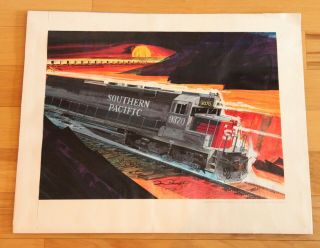 Vintage Tom Fawell Southern Pacific Advertising Art Print General Motors Train