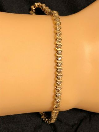 Vintage 14kt Yellow Gold 2 - Ct Natural Diamond 7.  5 " Tennis Bracelet