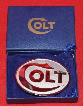 Colt Firearms Factory Colt Rhodium Belt Buckle.