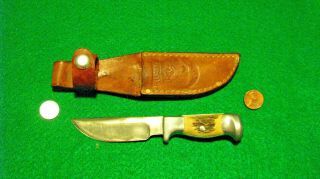 Vtg Sheath Hunt 10A Blade R.  H.  RUANA Stag Knife SMOKE JUMPER ' Orig Leather case 4