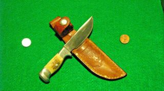 Vtg Sheath Hunt 10A Blade R.  H.  RUANA Stag Knife SMOKE JUMPER ' Orig Leather case 5