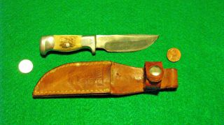 Vtg Sheath Hunt 10A Blade R.  H.  RUANA Stag Knife SMOKE JUMPER ' Orig Leather case 6