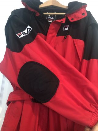 Vtg Fila 80s 90s Mens Ski Snowboard One Piece Snowsuit Sz Medium Red Black