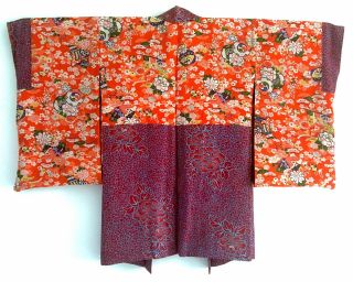 Japanese Vintage Silk Kimono Haori Jacket,  Party Dress,  Art Textile,  Gown,  Robe