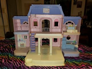 Vintage Fisher Price Loving Family Grand Dollhouse W/car And Accessories Guc