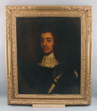 19thc Antique Portrait Oil Painting 17thc George Monck,  1st Duke Of Albemarle